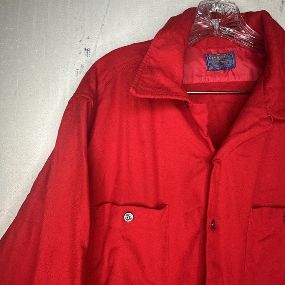 Vintage Pendleton Red Virgin Wool Button-Up Long Sleeve Shirt | Tagged Sz: XL - Picture 4 of 11
